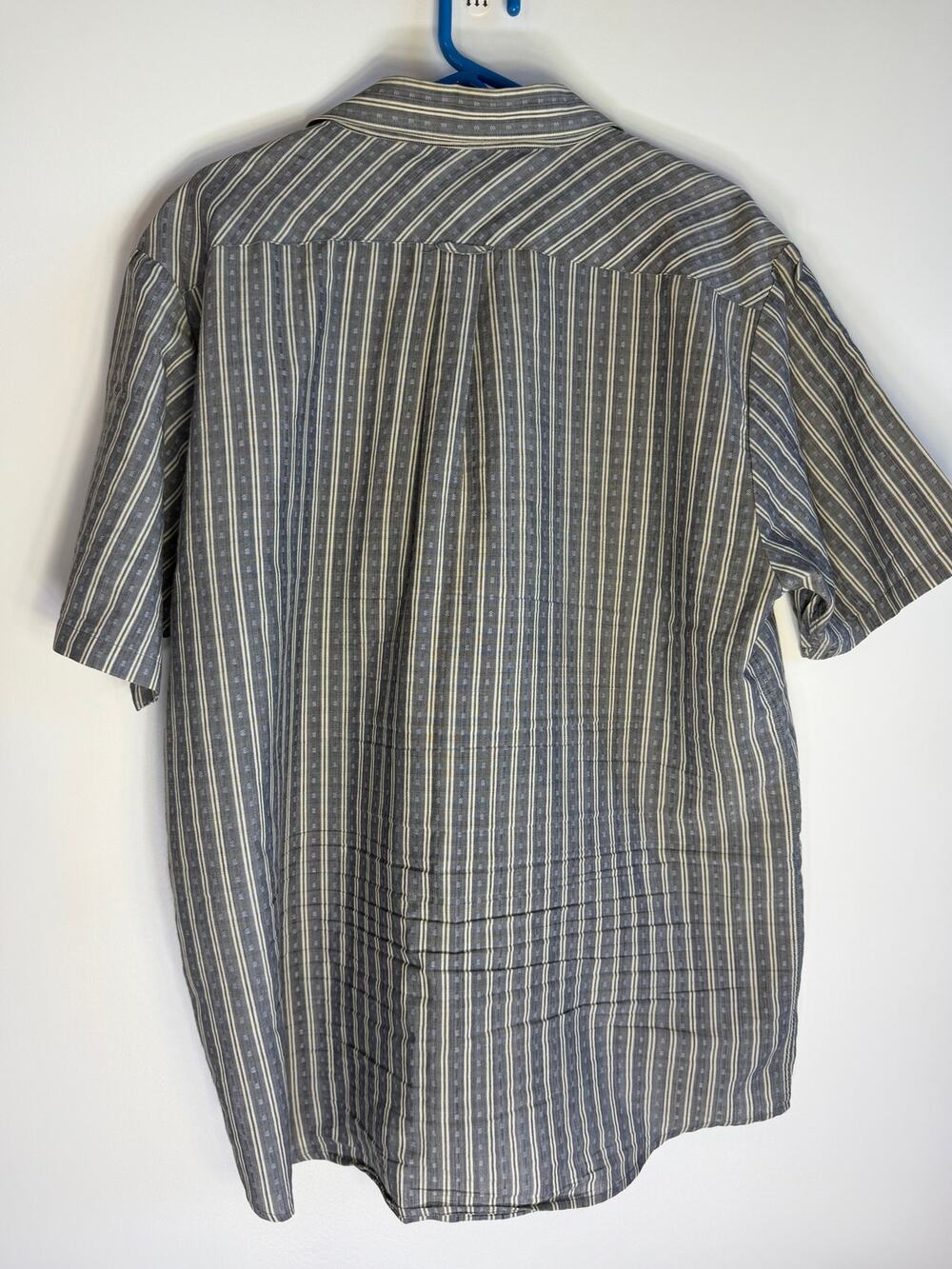 Volcom Men's Large Gray Blue Striped Button Up Shirt